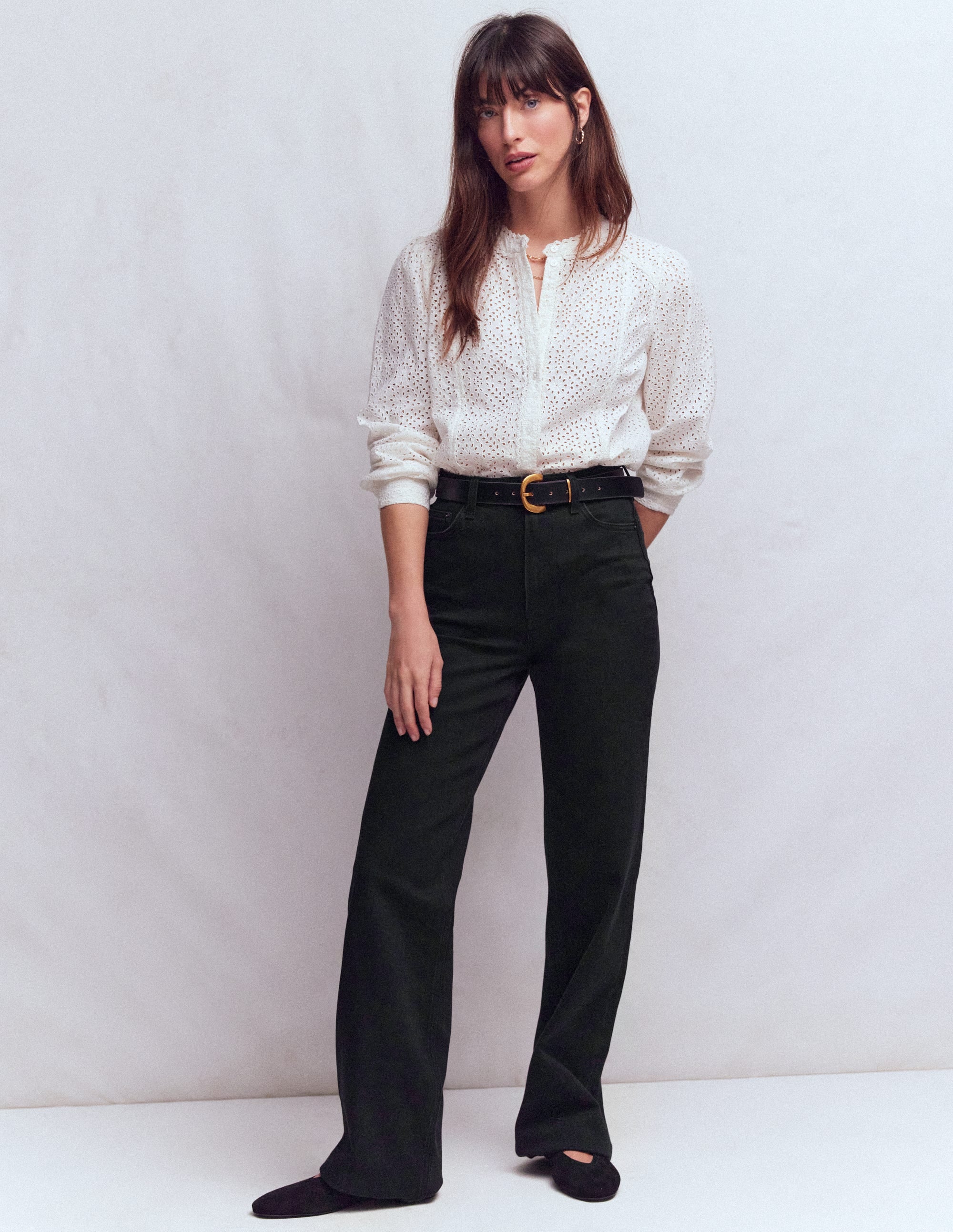 Jean droit taille haute-Noir - Image 1