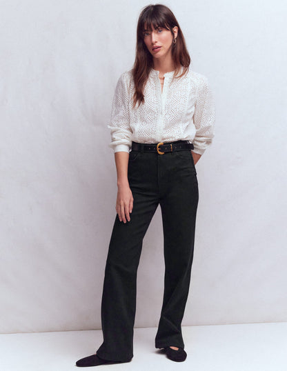 Jeans mit hohem Bund und geradem, weitem Bein-Schwarz-1