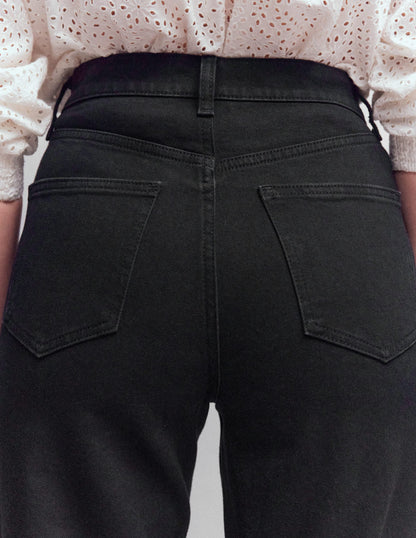 Jeans mit hohem Bund und geradem, weitem Bein-Schwarz-2