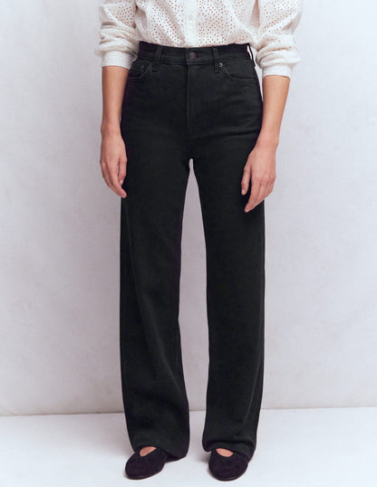 Jeans mit hohem Bund und geradem, weitem Bein-Schwarz-4