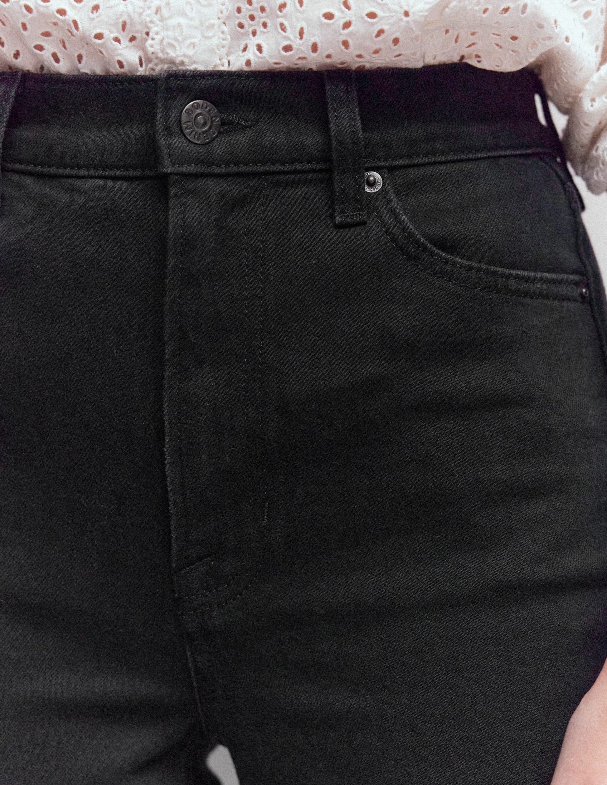 Jeans mit hohem Bund und geradem, weitem Bein-Schwarz-5