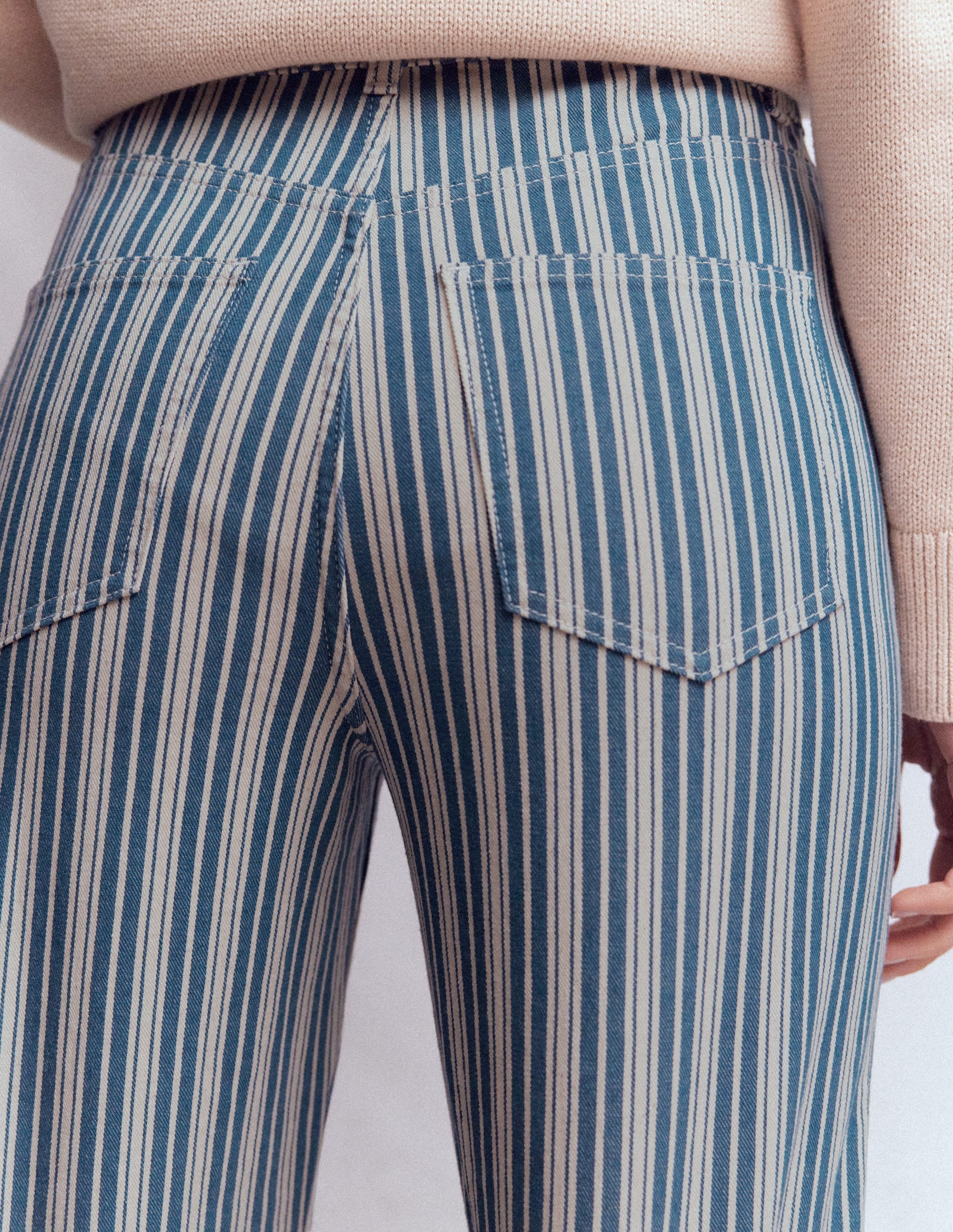 Jeans mit hohem Bund und geradem, weitem Bein-Blau Streifen - Image 5