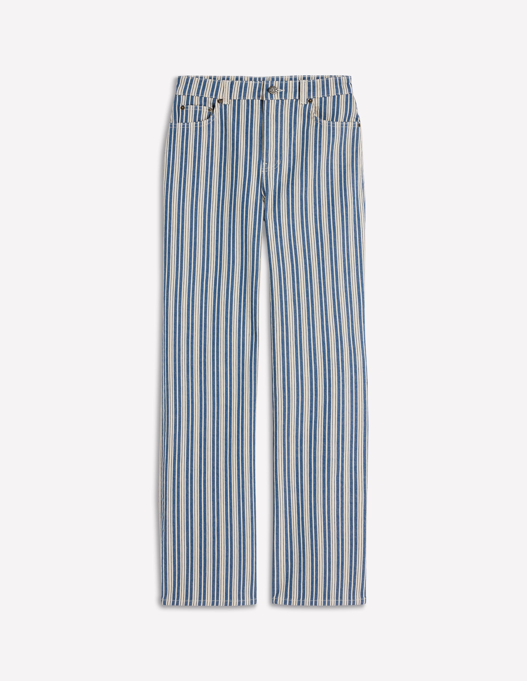Jeans mit hohem Bund und geradem, weitem Bein-Blau Streifen - Image 7