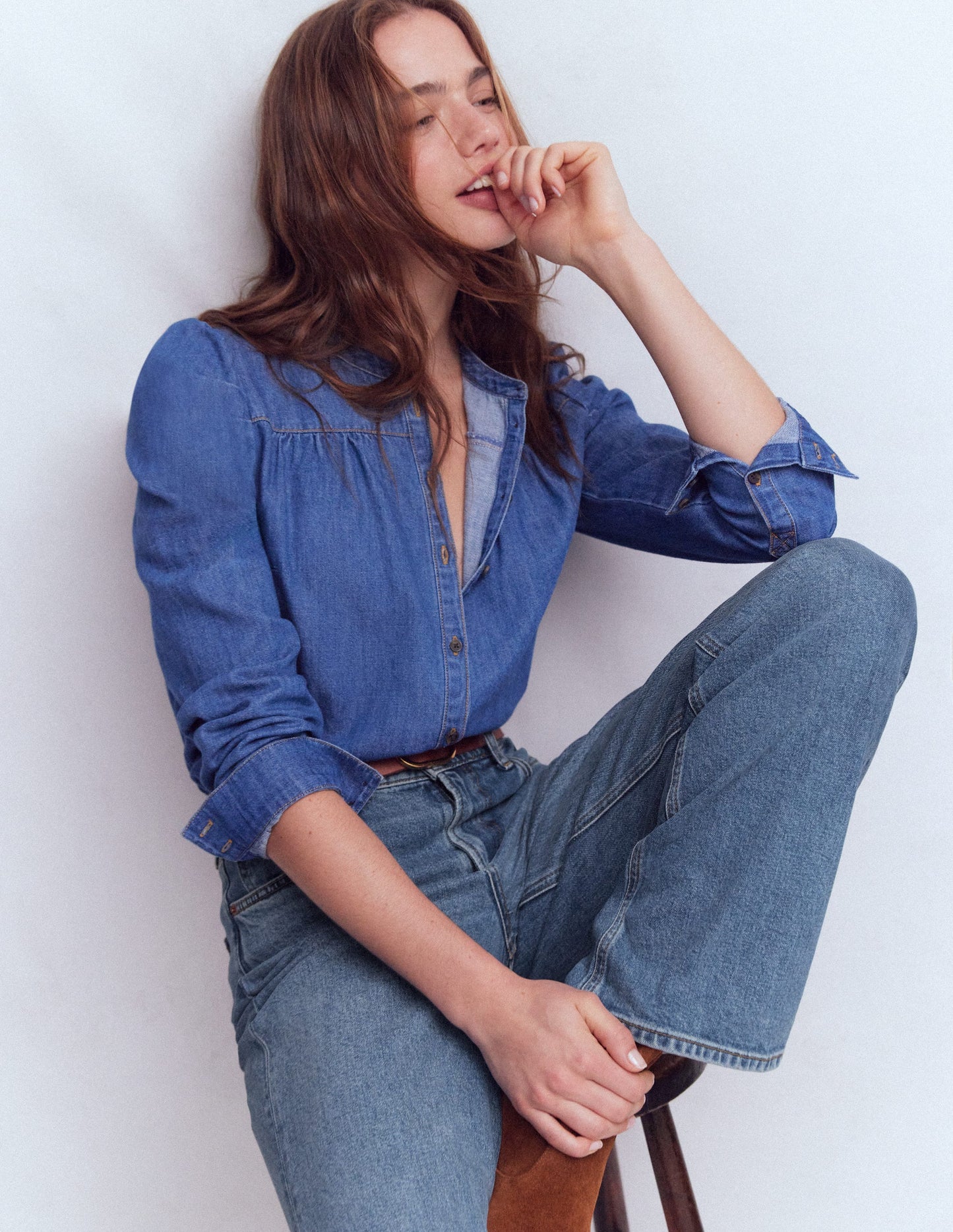 Jeans mit hohem Bund und geradem, weitem Bein-Beatnik Red