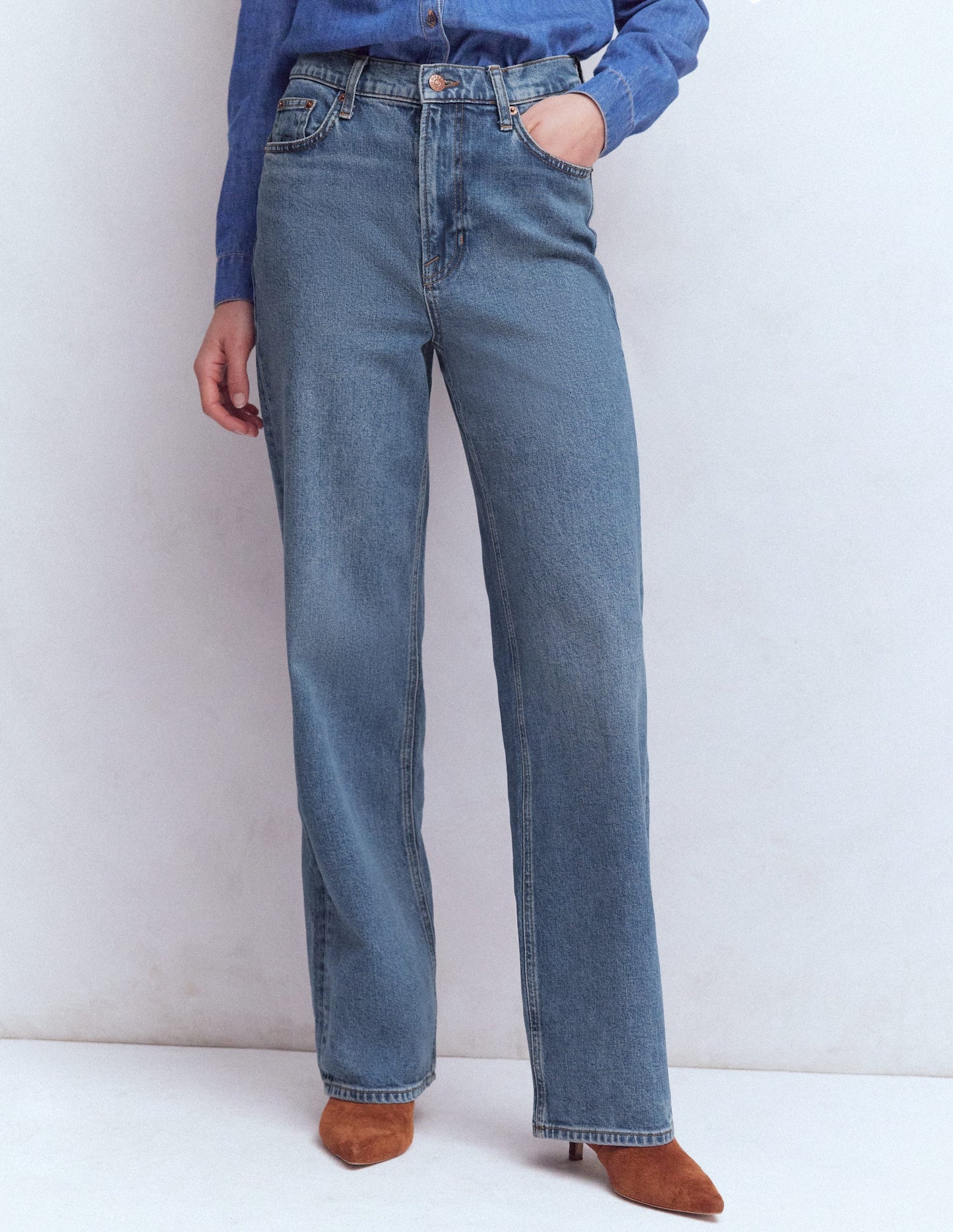 Jeans mit hohem Bund und geradem, weitem Bein-Beatnik Red