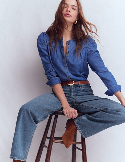 Jeans mit hohem Bund und geradem, weitem Bein-Beatnik Red-5