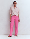 Jeans mit hohem Bund und geradem, weitem Bein-Hellrosa