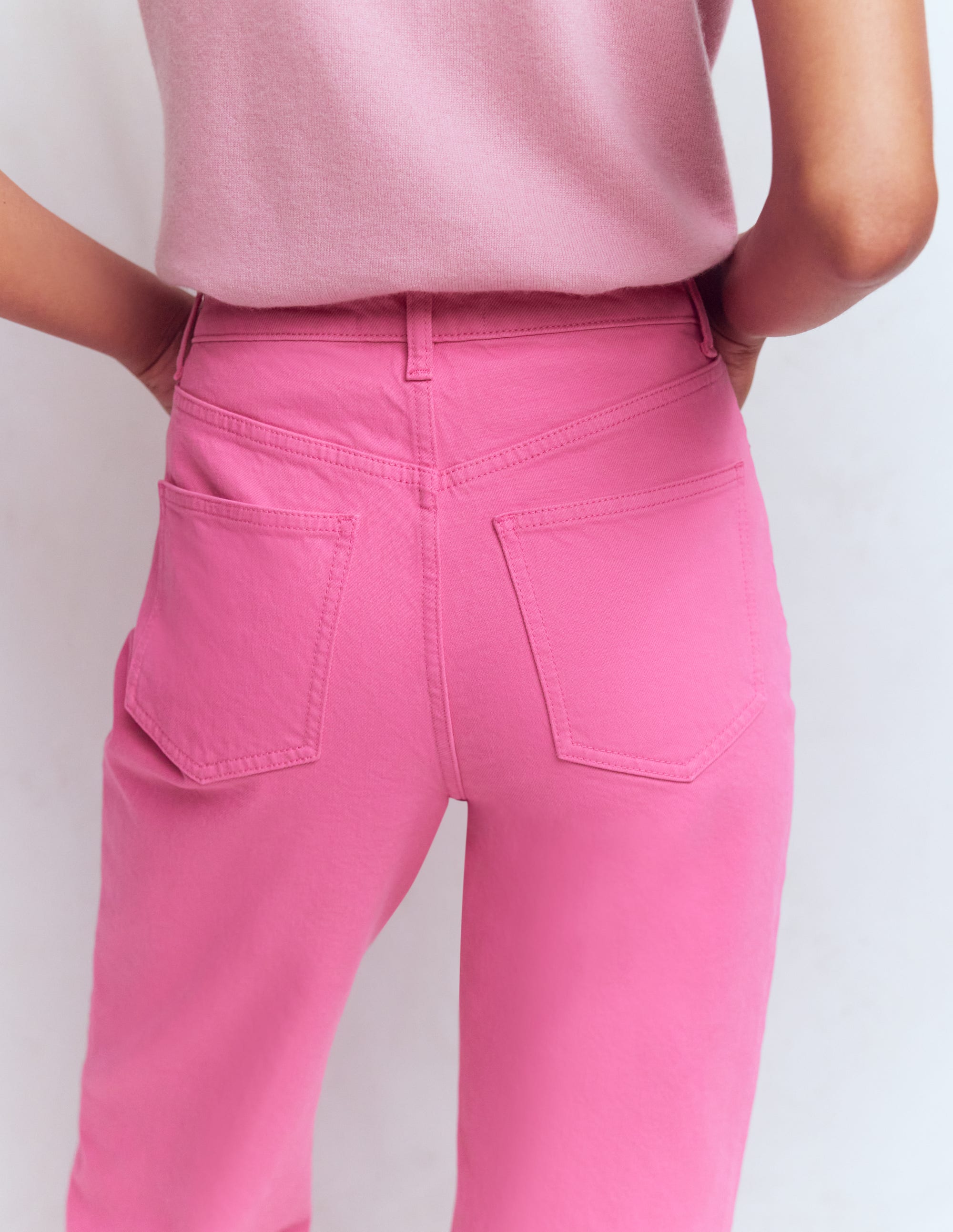Jeans mit hohem Bund und geradem, weitem Bein-Hellrosa - Image 3