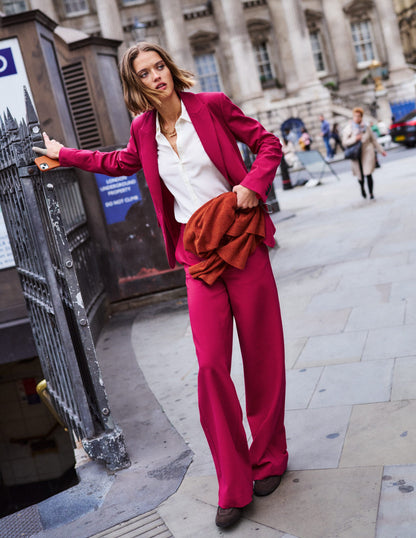 Belgravia Ponte Trousers-Pomegranate-6