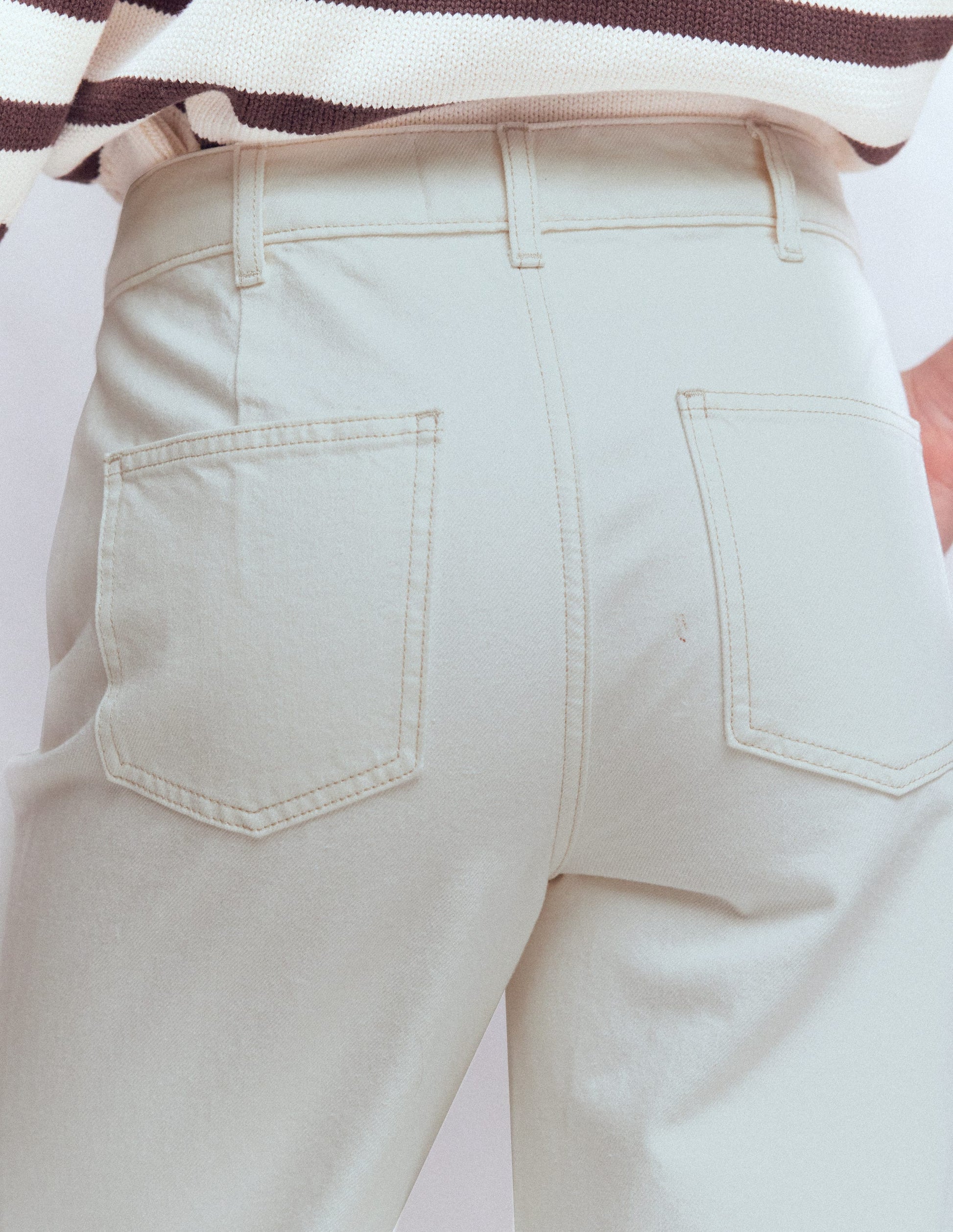 Jean droit à boutons apparents-Écru-2