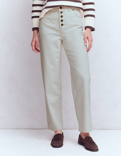 Jean droit à boutons apparents-Écru-4
