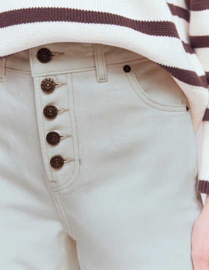Jean droit à boutons apparents-Écru-5