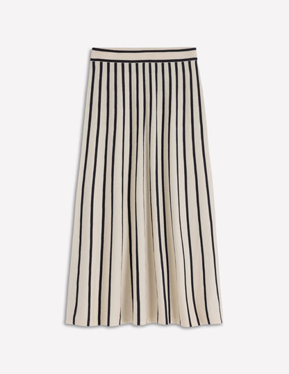 Liz Knitted Midi Skirt-Ivory, Navy-6