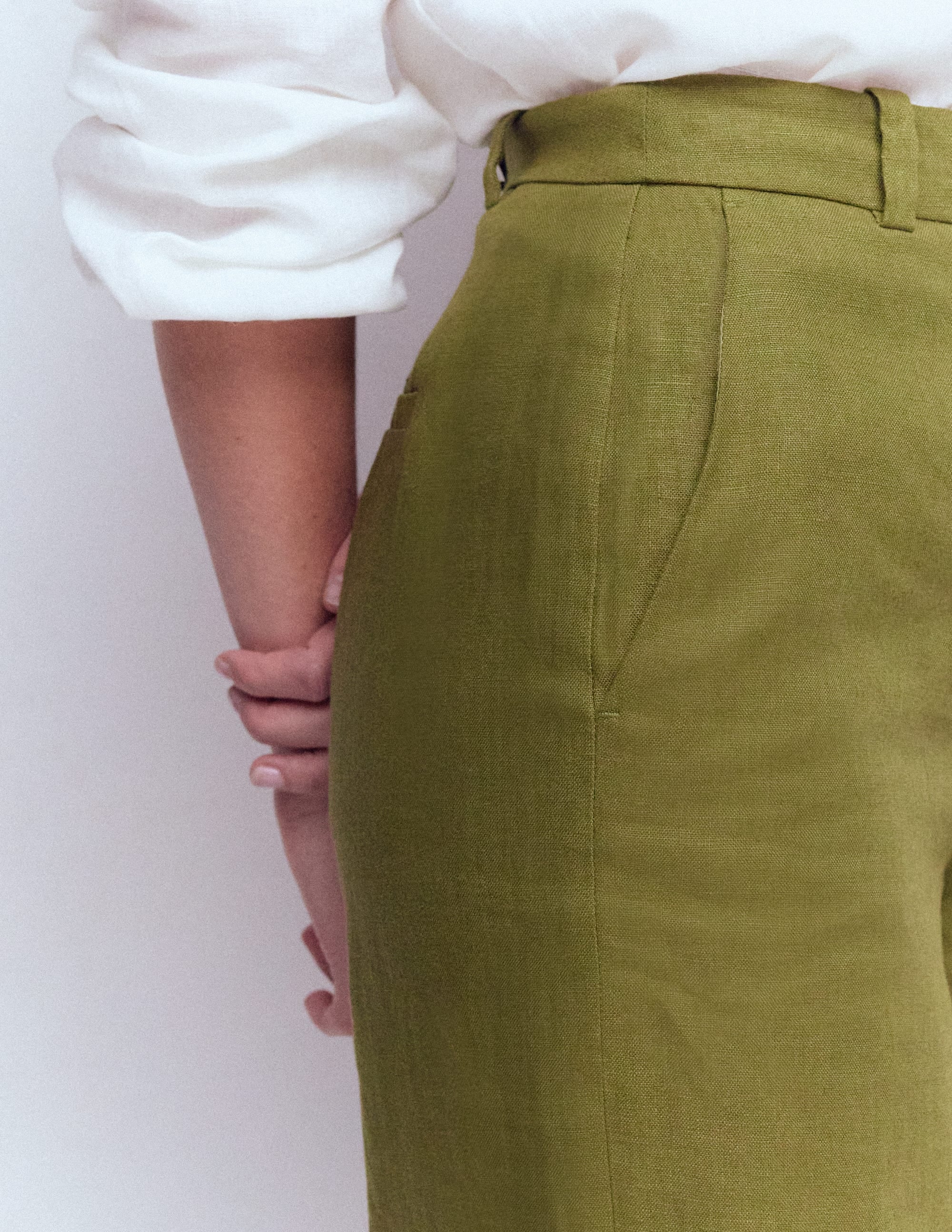 Belgravia Linen Trousers-Olive Green - Image 2