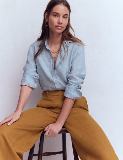 Pantalon Belgravia en lin-Pain d'épices-1