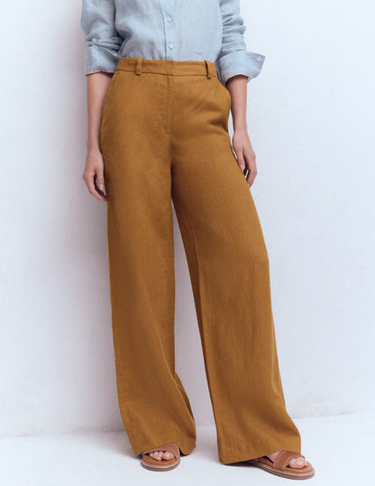 Pantalon Belgravia en lin-Pain d'épices-4