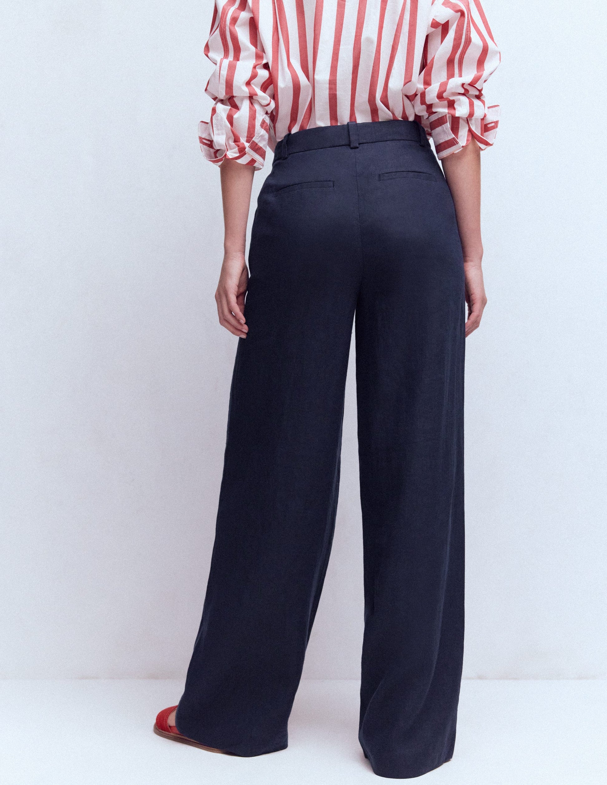 Pantalon Belgravia en lin-Bleu marine-3