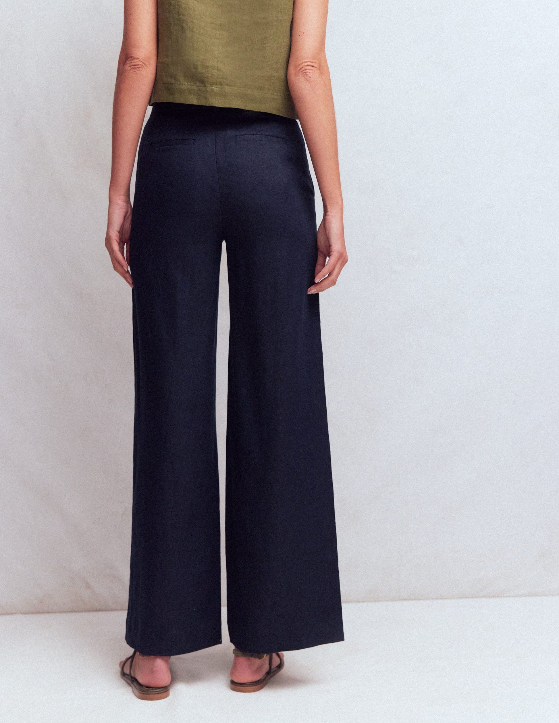 Pantalon Belgravia en lin-Bleu marine-3