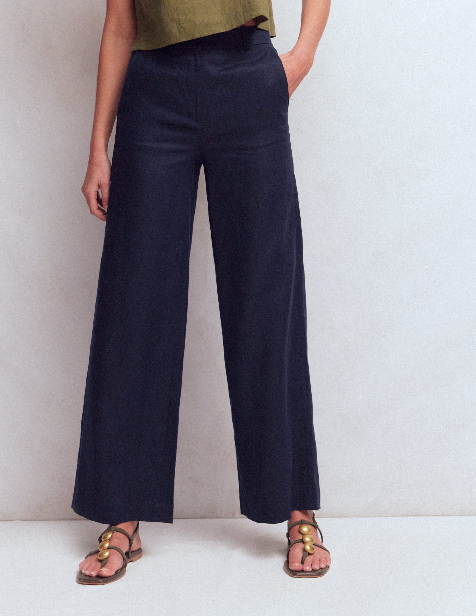 Pantalon Belgravia en lin-Bleu marine-4
