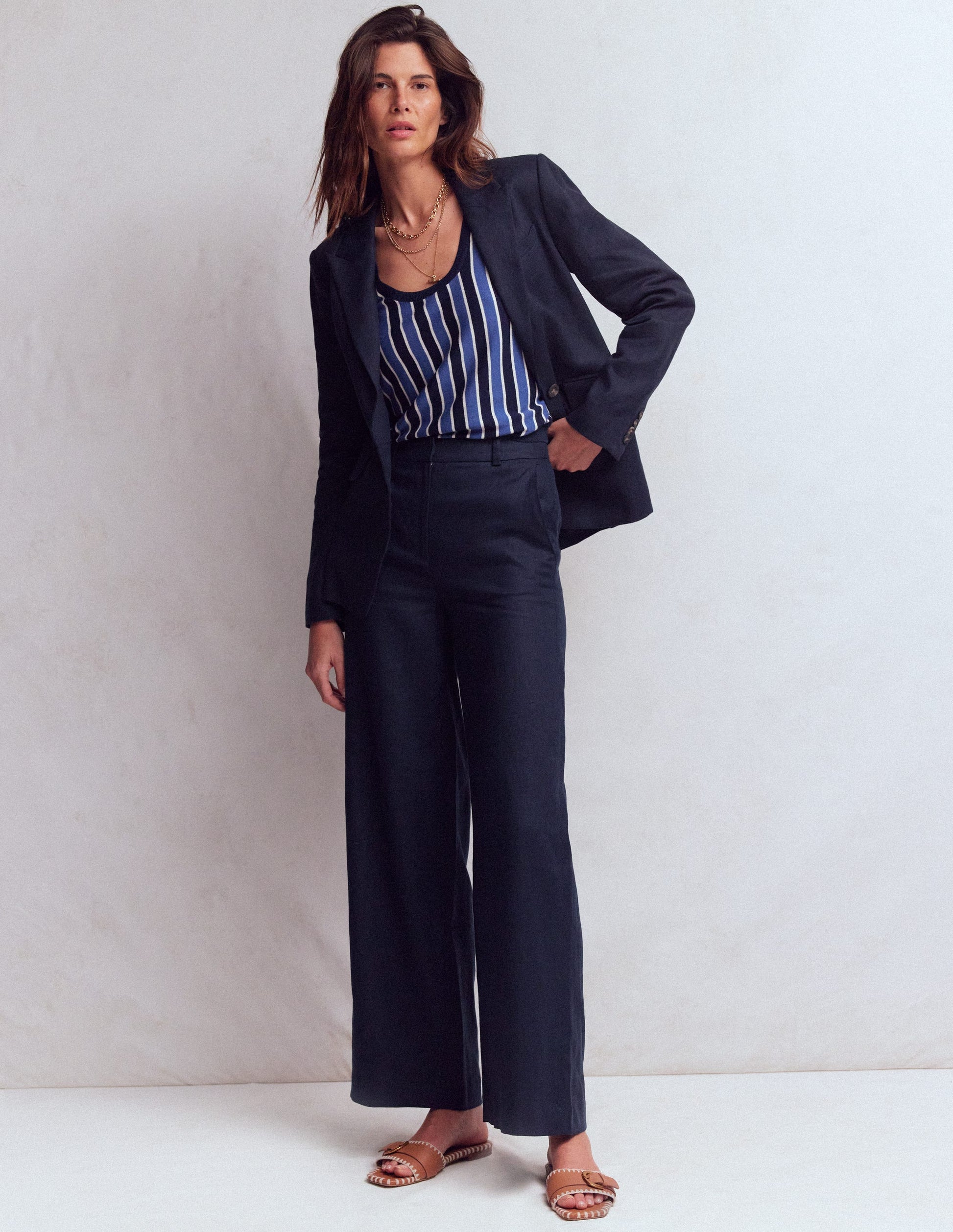 Pantalon Belgravia en lin-Bleu marine-5