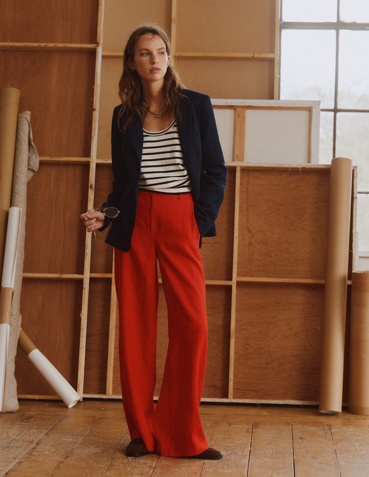 Belgravia Linen Trousers-Poppy Red