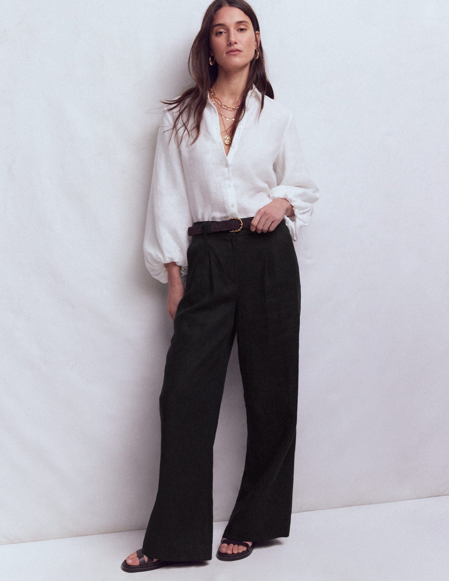 Kensington Leinenhose-Schwarz