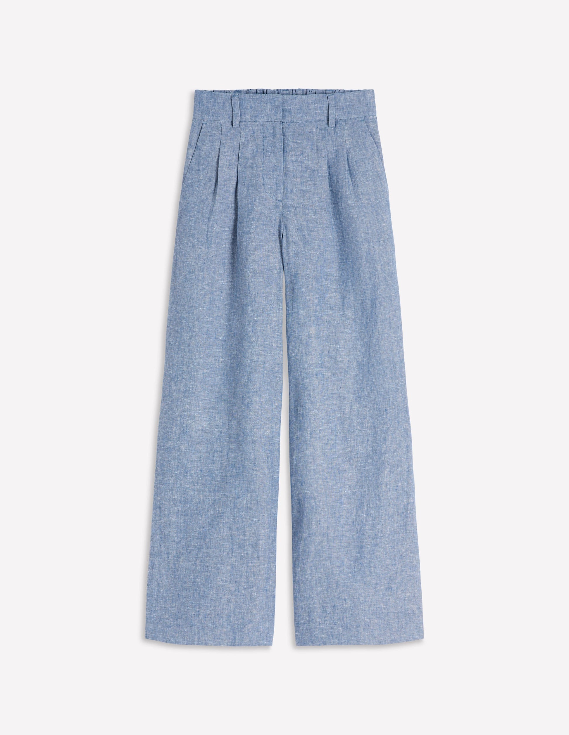 Pantalon Kensington en lin-Chambray Bleu-5