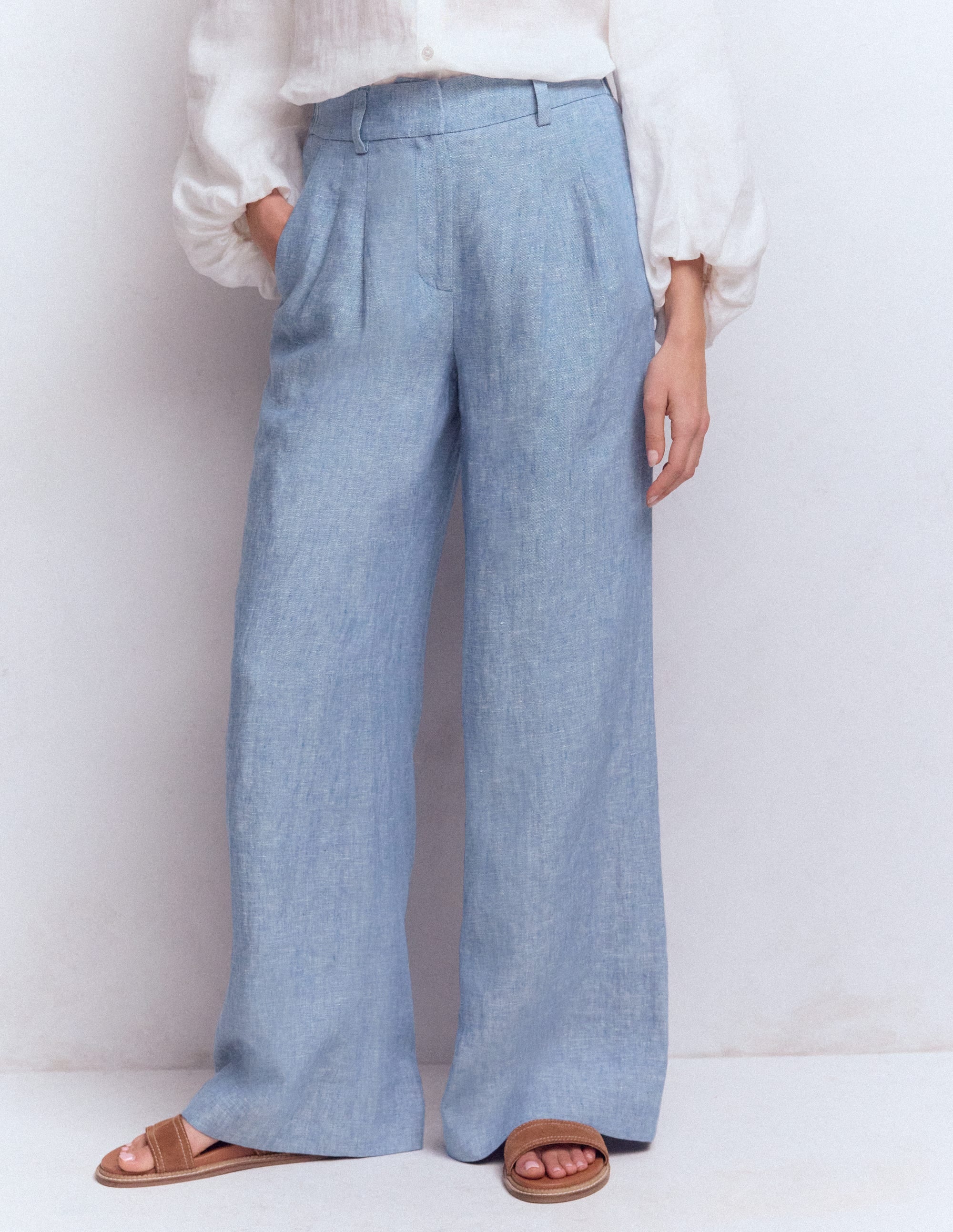 Kensington Leinenhose-Blauer Faux Uni - Image 4