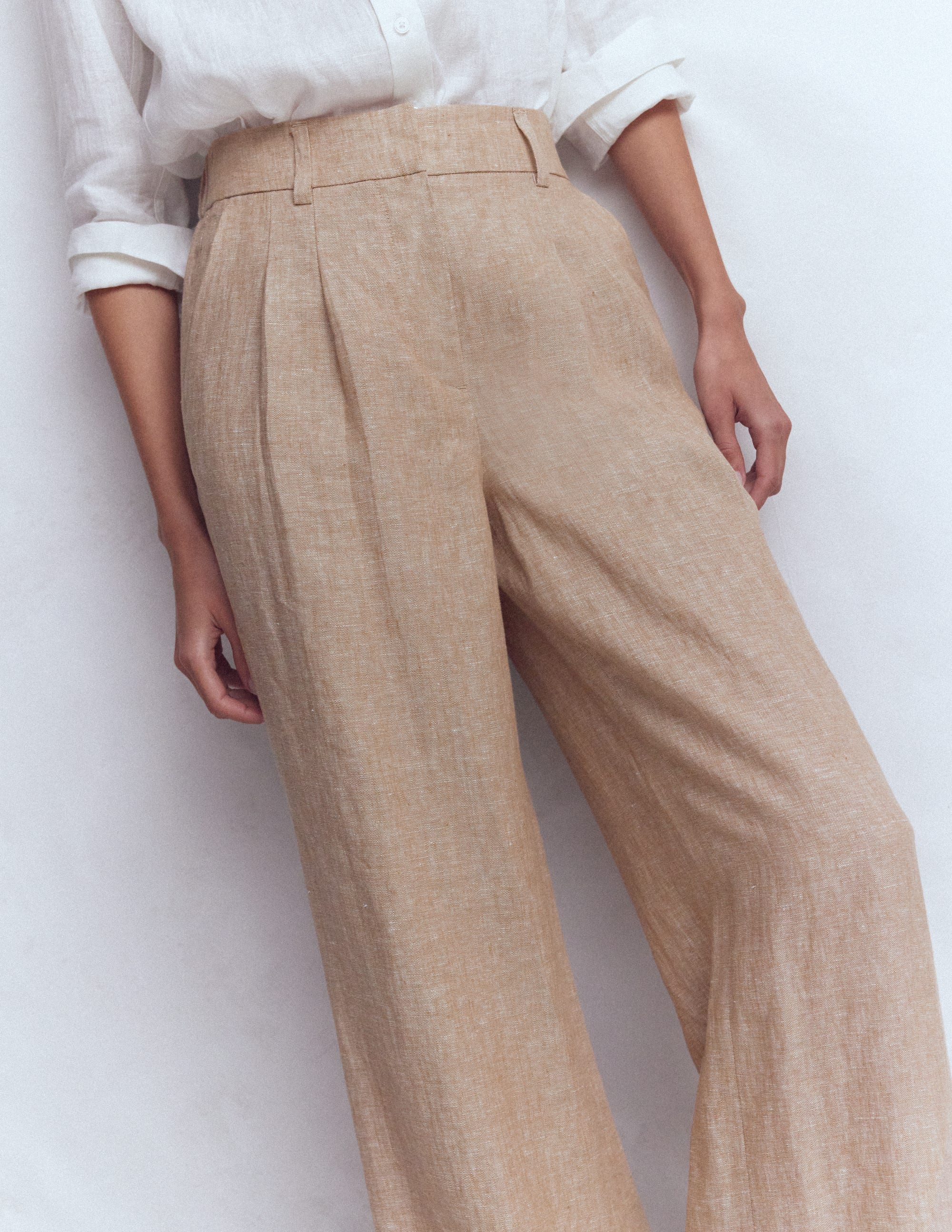 Pantalon Kensington en lin-Chambray cappuccino - Image 2
