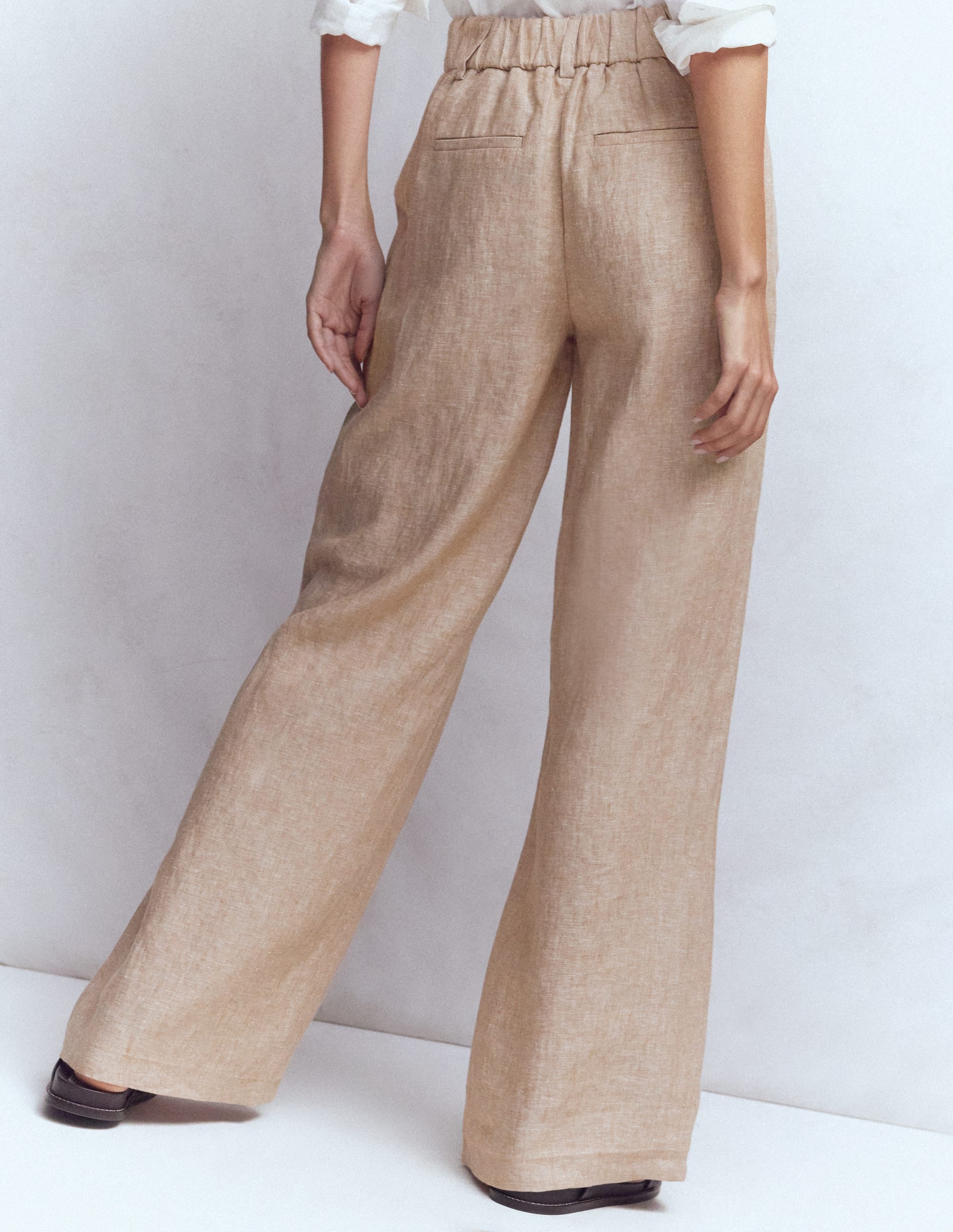 Pantalon Kensington en lin-Chambray cappuccino - Image 3