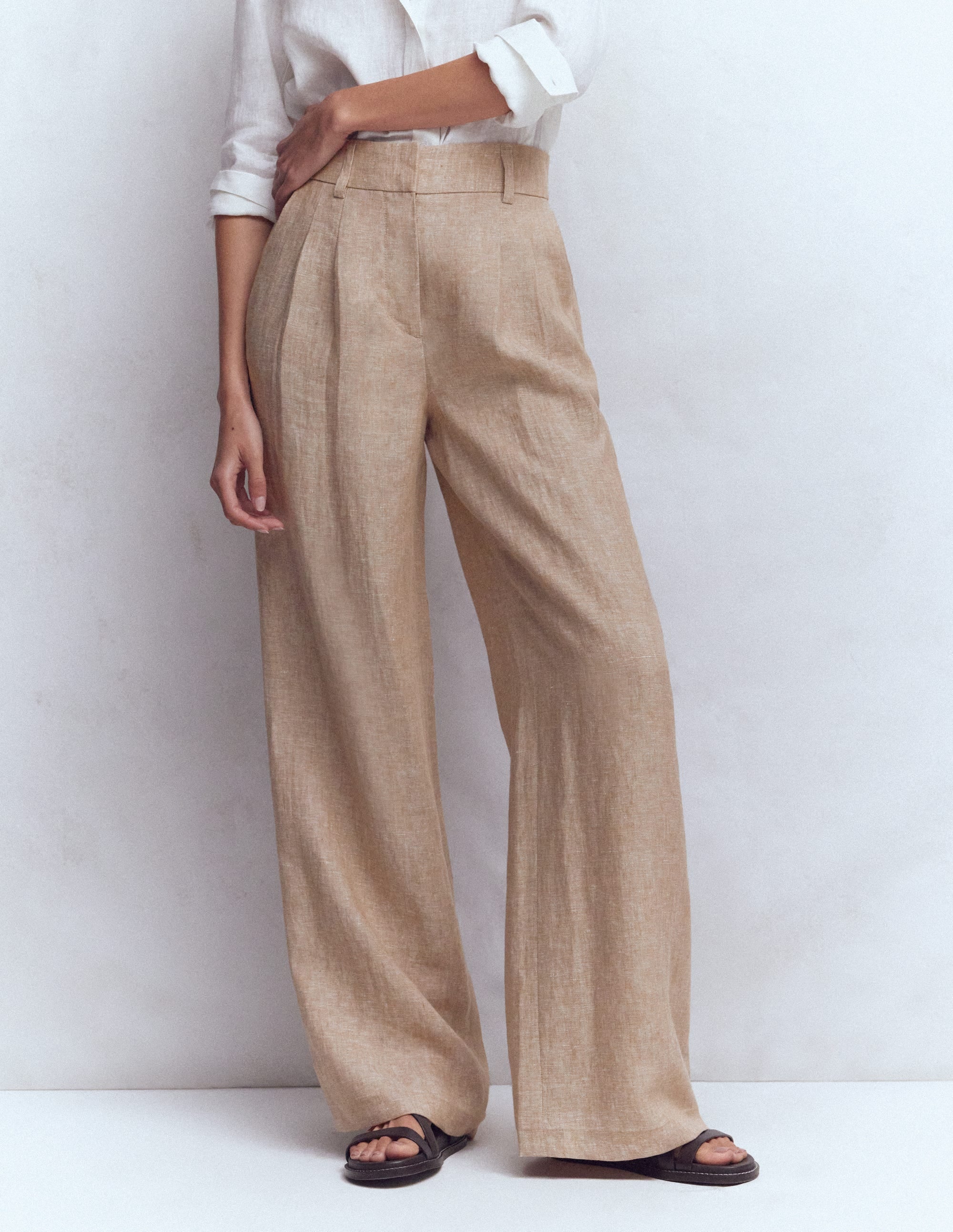 Pantalon Kensington en lin-Chambray cappuccino - Image 4
