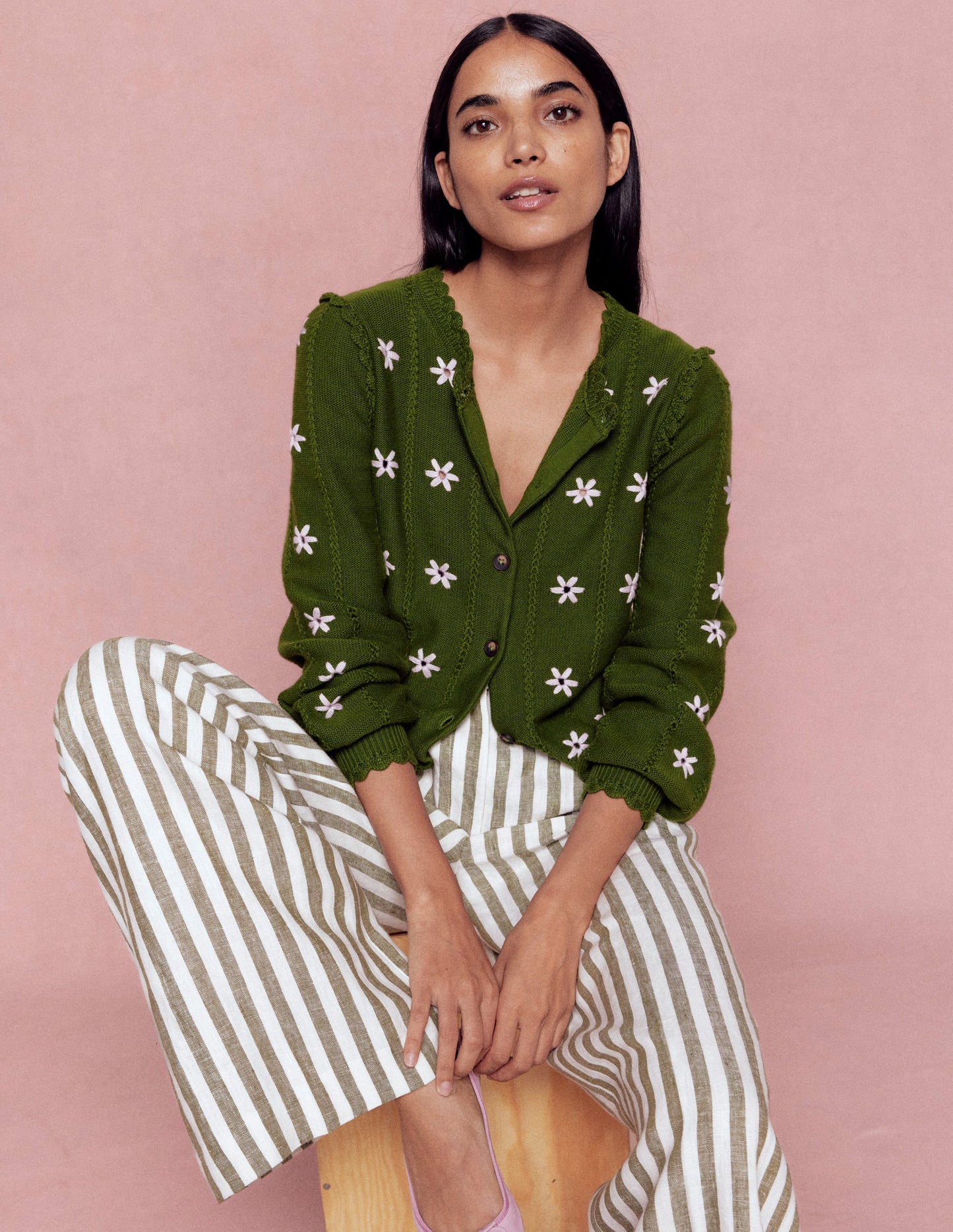 Pantalon Kensington en lin-Rayé éphémère