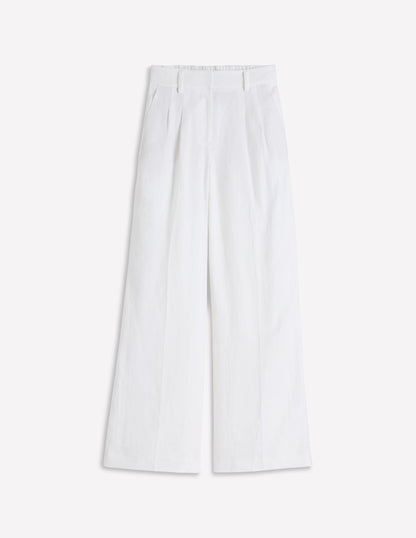 Pantalon Kensington en lin-Blanc-6