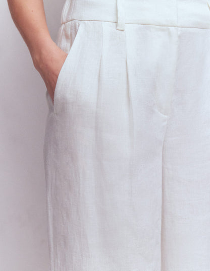Pantalon Kensington en lin-Blanc-2