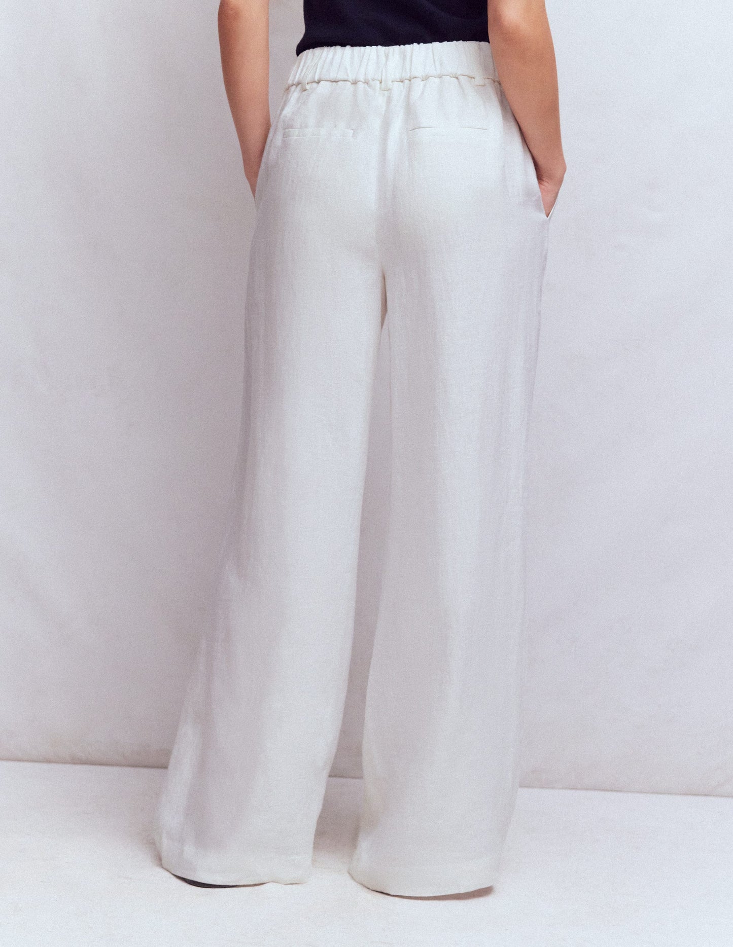 Pantalon Kensington en lin-Blanc