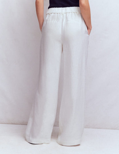 Pantalon Kensington en lin-Blanc-3