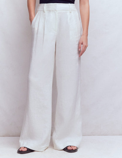 Pantalon Kensington en lin-Blanc-4