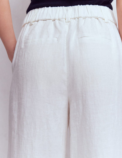Pantalon Kensington en lin-Blanc-5