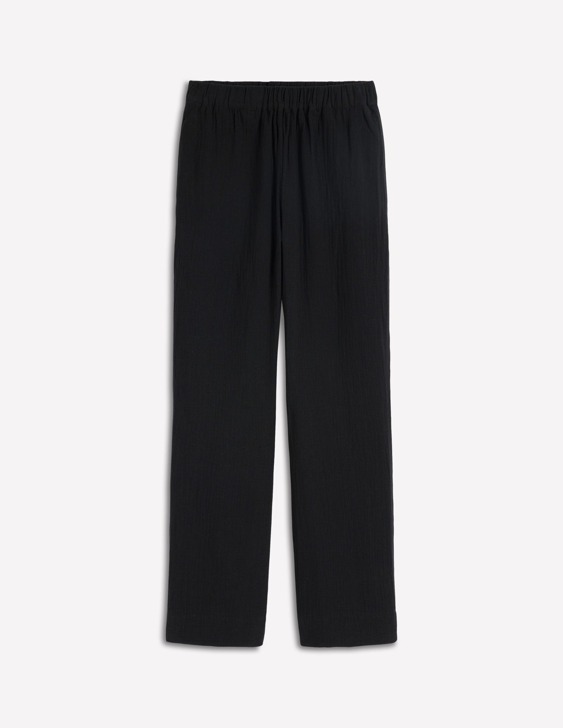 Pull-on Double Cloth Trousers-Black-5