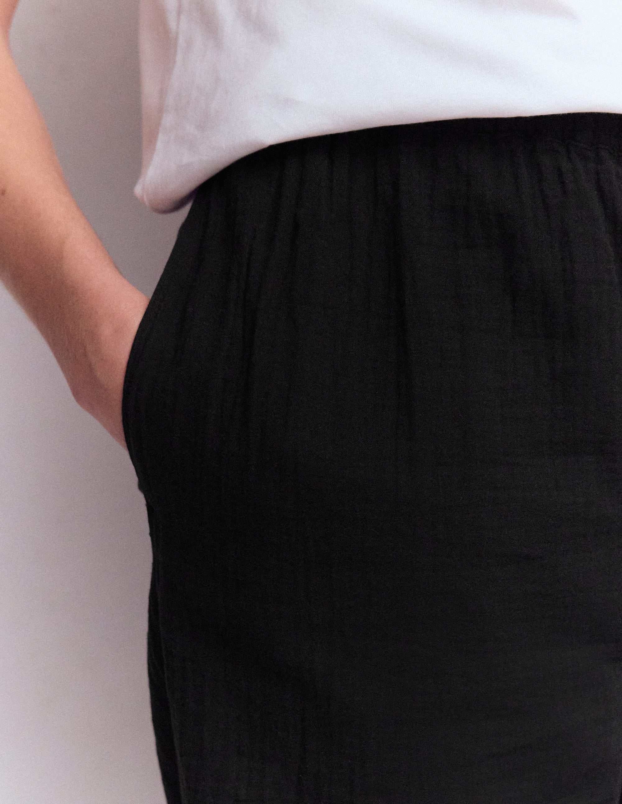 Pantalon double-étoffe à enfiler-Noir - Image 2