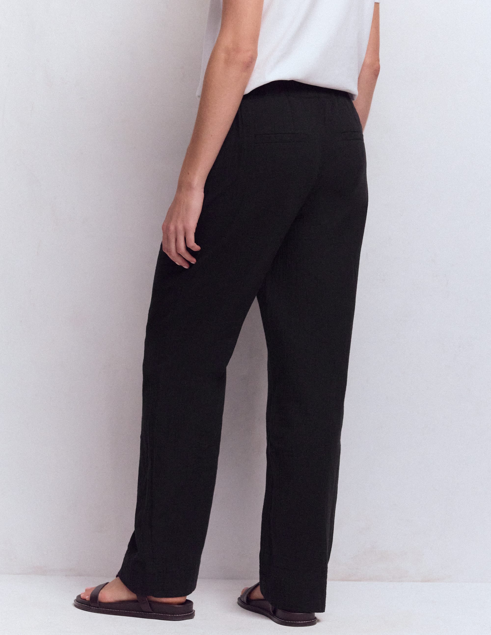 Pantalon double-étoffe à enfiler-Noir - Image 3