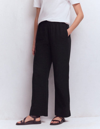 Pull-on Double Cloth Trousers-Black-4
