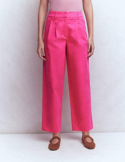 Pantalon Bloomsbury en coton-Rose pivoine-4