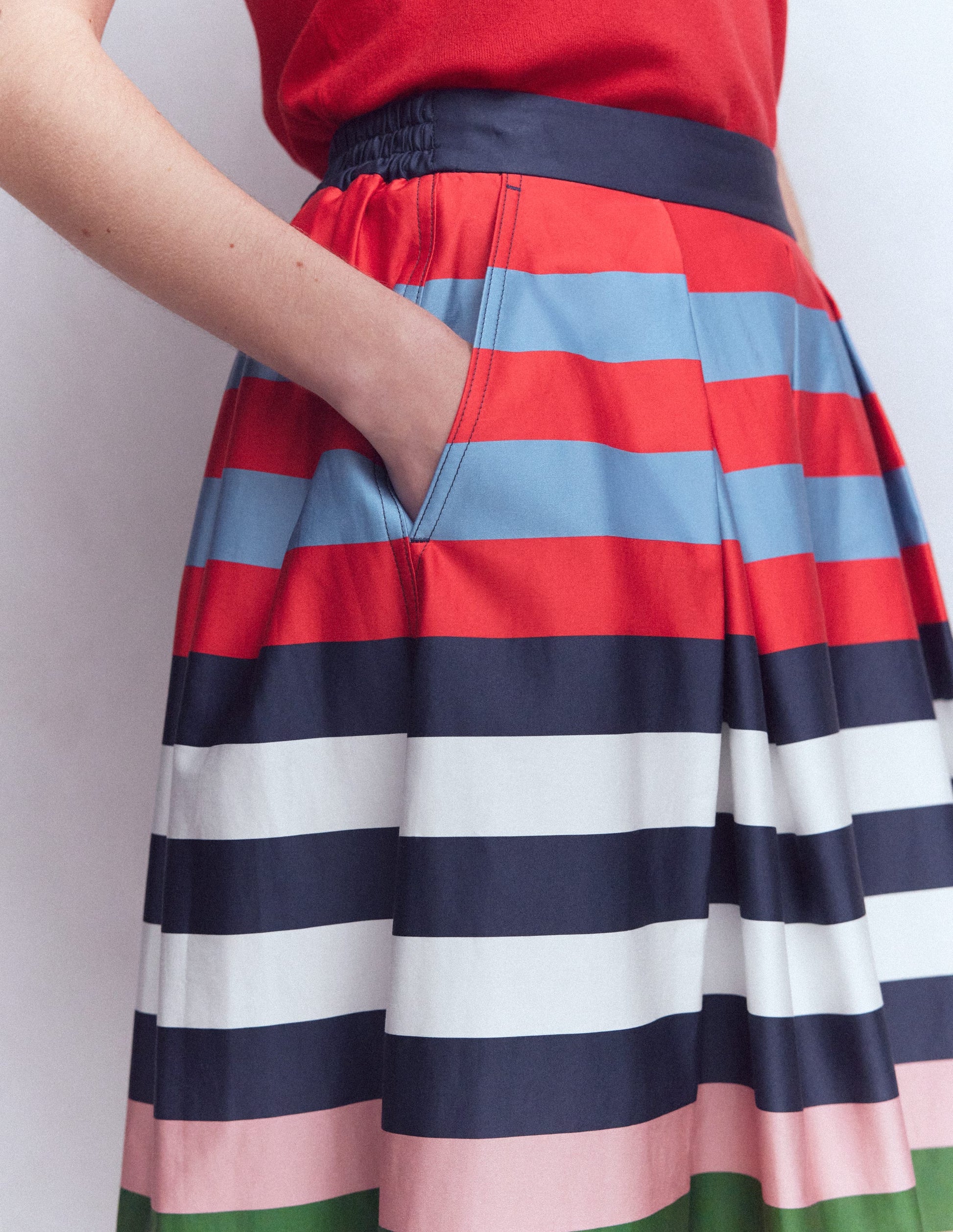 Jupe Verity en satin de coton-À Rayures Multicolores-2