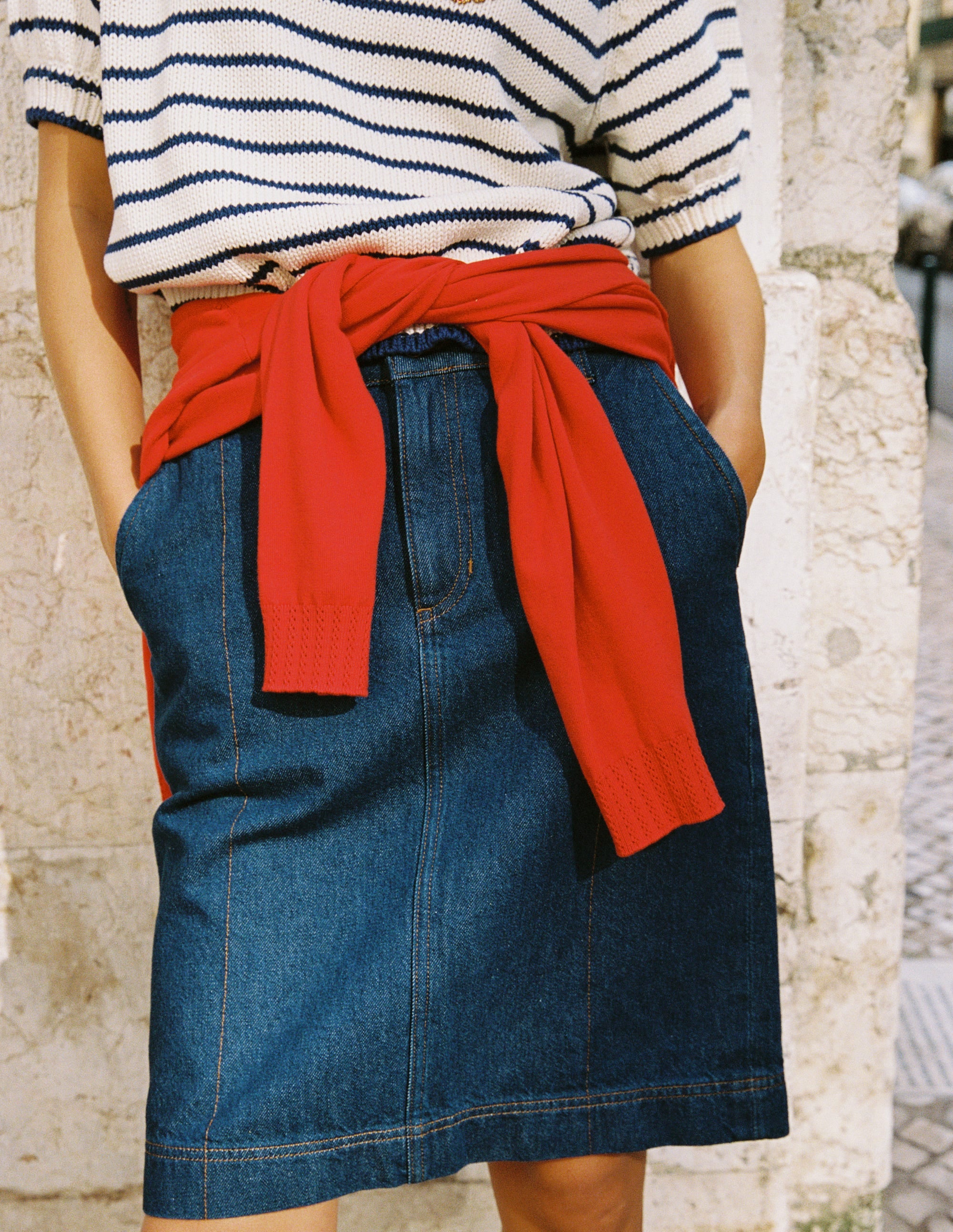 Gerader Jeansrock-Indigo - Image 6