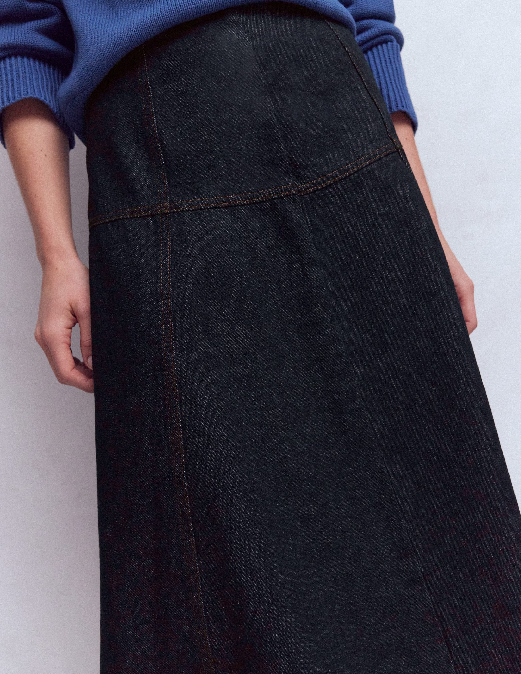 Jeansrock mit Einsätzen-Indigo - Image 2