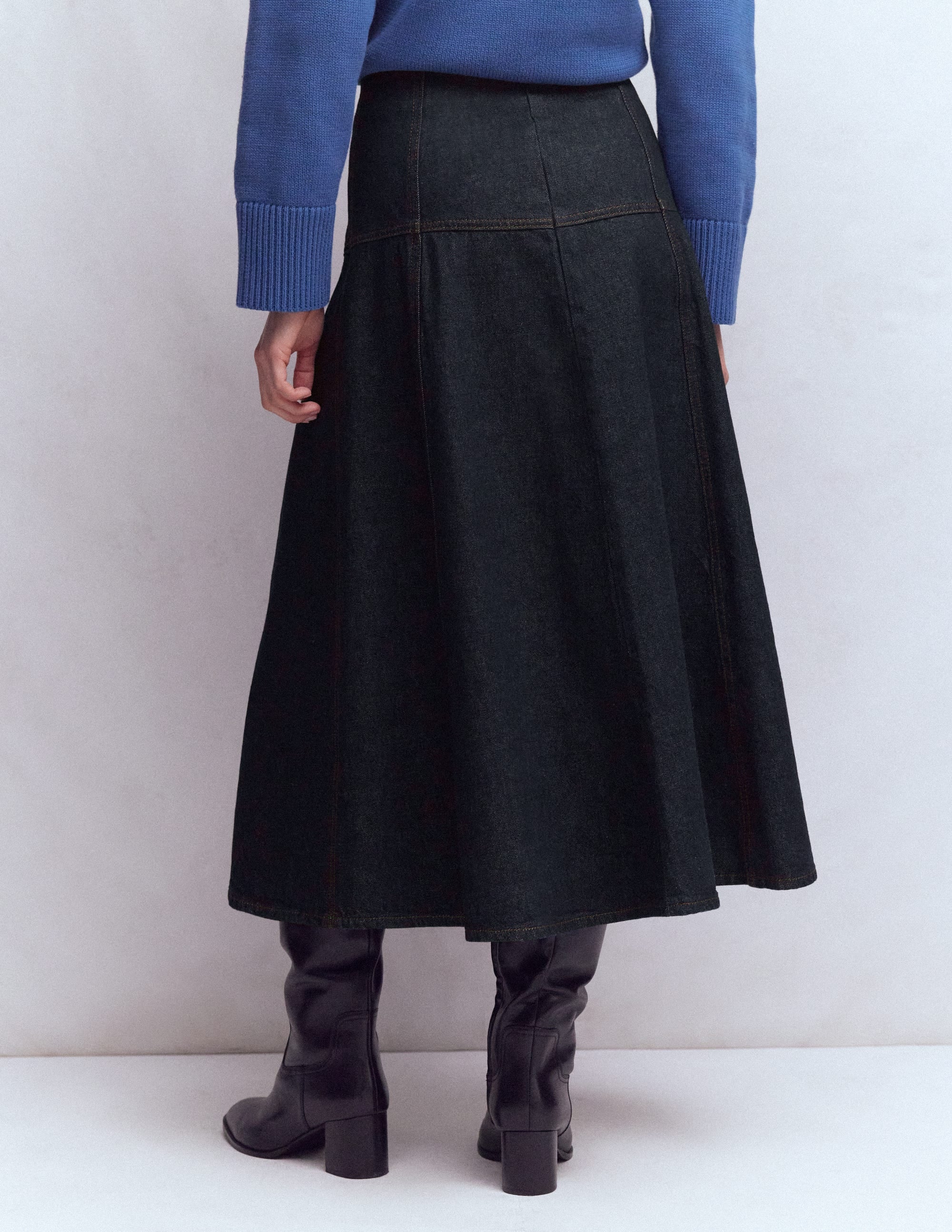 Jeansrock mit Einsätzen-Indigo - Image 4