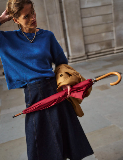 Jupe en jean à empiècements-Indigo-2