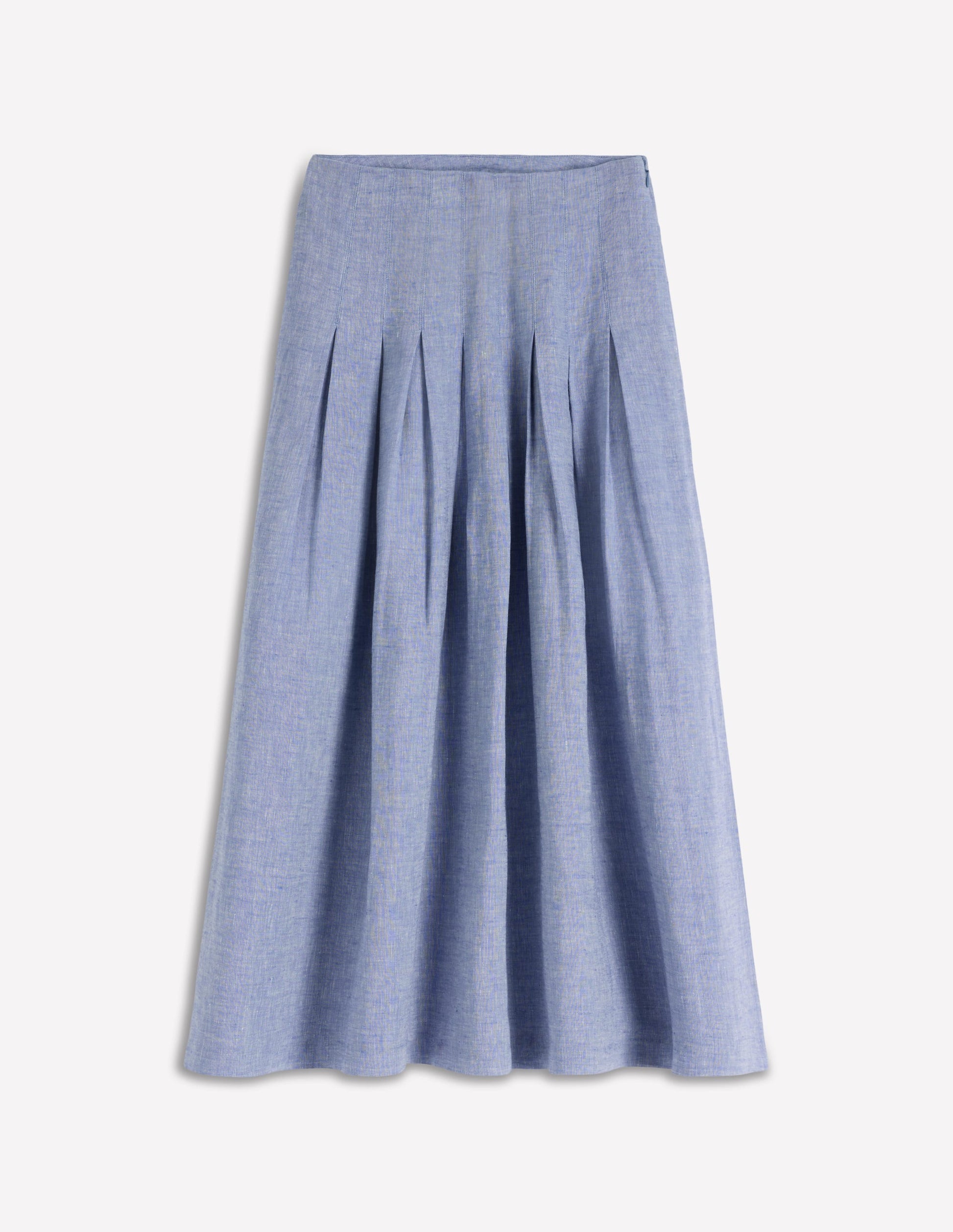 Jupe Valentina en lin-Chambray Bleu-6