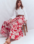 Jupe longue Abigail en popeline-Motif Botanical Flourish